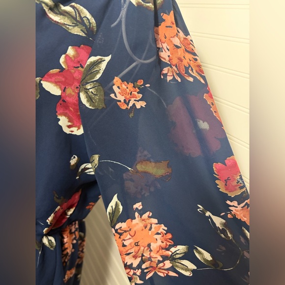 Lulu's Navy Floral Long Sleeve Dress - Picture 9 of 10